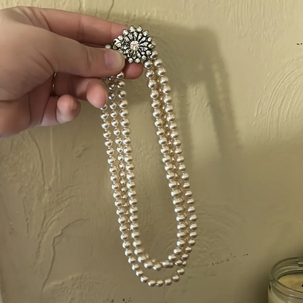 SOLD AT YARDSALE Vintage glass Pearl Japanese costume necklace - Picture 6 of 7